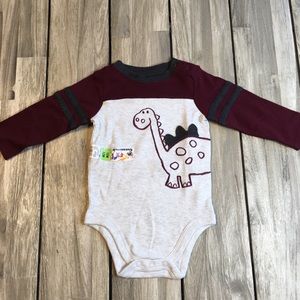 Garanimals Dinosaur Maroon Long Sleeve Onesie